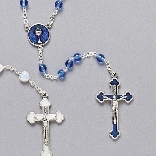 Blue Enamel Communion Rosary