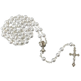 Silver First Communion Box & White Rosary