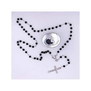 Silver First Communion Box & Black Rosary