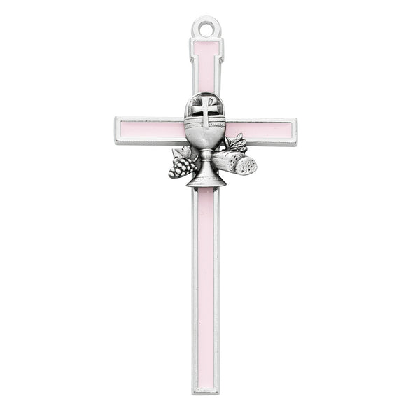 Pink Epoxy First Communion Cross