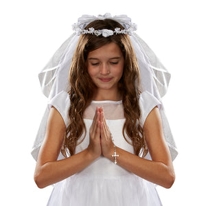 Floral Tiara First Communion Veil