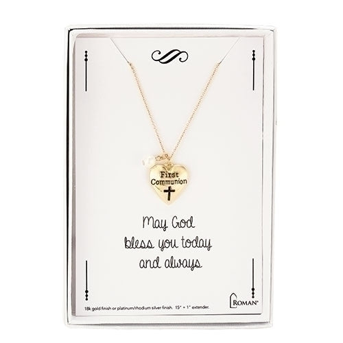 First Communion Gold Heart Necklace