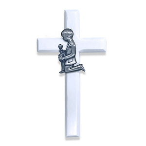 White Wood Communion Boy Cross