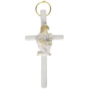 Praying Girl First Communion Cross