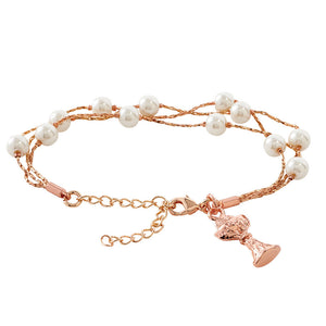 Rose Gold & Pearl First Communion Bracelet