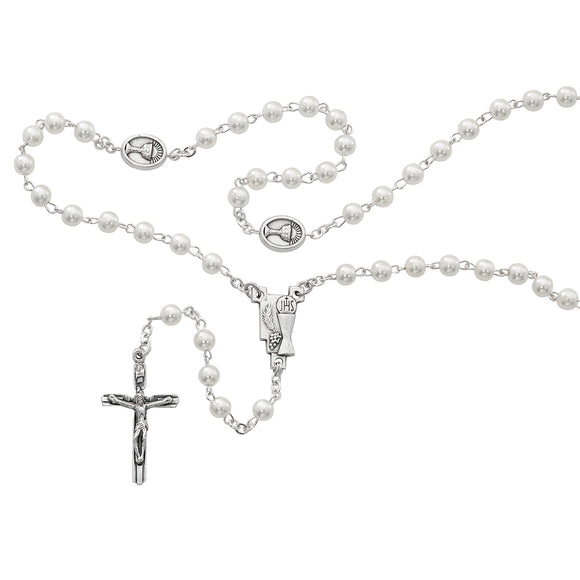 Pearl Glass Communion Rosary