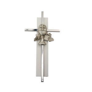 White Wood Chalice Communion Cross