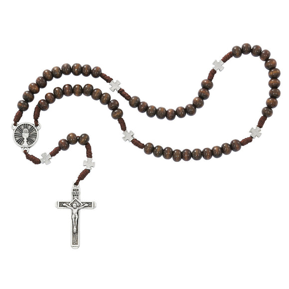 Brown Wood Corded Communion Rosary