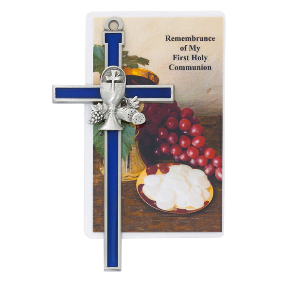 Blue Epoxy First Communion Cross