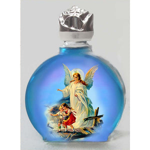 Blue Stained Glass Guardian Angel Holy Water Bottle