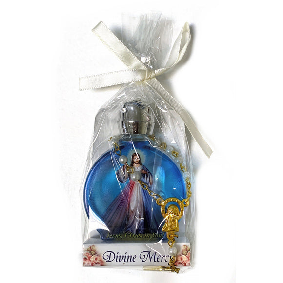 Divine Mercy Holy Water Bottle and Decade Rosary Set