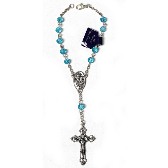Blue Crystal St. Joseph Auto Rosary