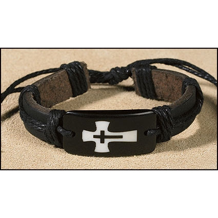 Cross in Cross Leather Bracelet
