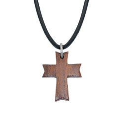 Angled Cross Wood Pendant