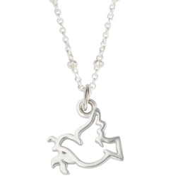 Open Dove with Olive Branch Pewter Pendant