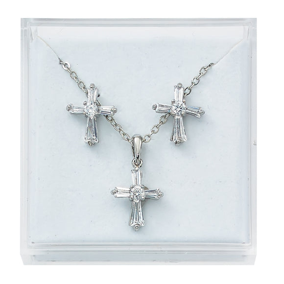 Clear Crystal Cross Jewelry Set
