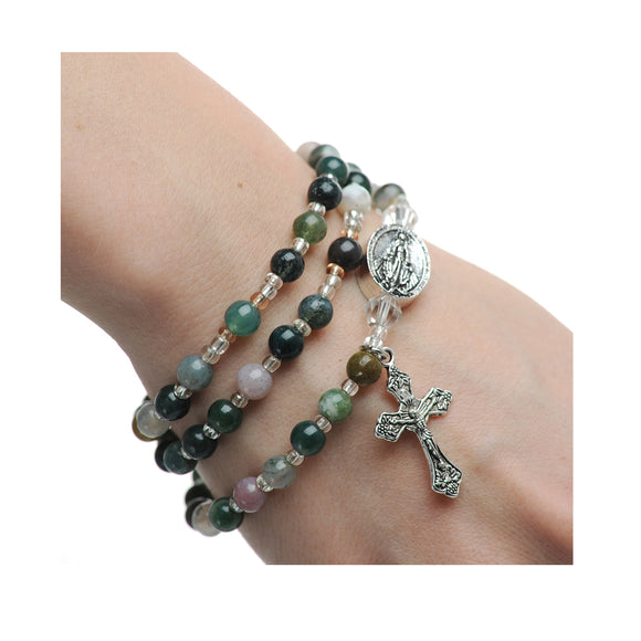 India Agate Wrap Rosary Bracelet