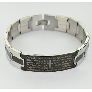 Men's Black & Stainless Our Father Bracelet