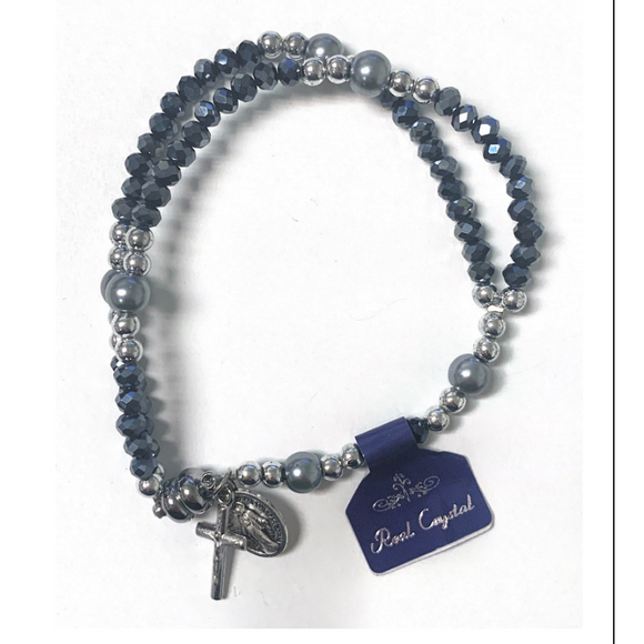 Gray Crystal Rosary Bracelet