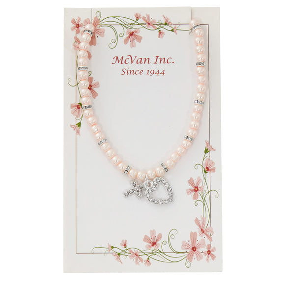 Pink Pearl and Crystal Stretch Necklace