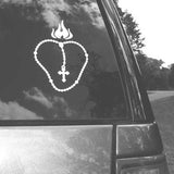 Flaming Heart Car Decal