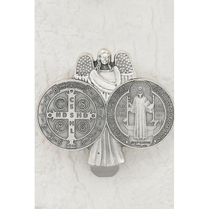 Angel with St. Benedict Medal Visor Clip