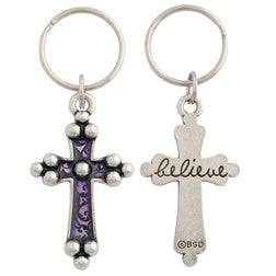 Believe Cross Keychain