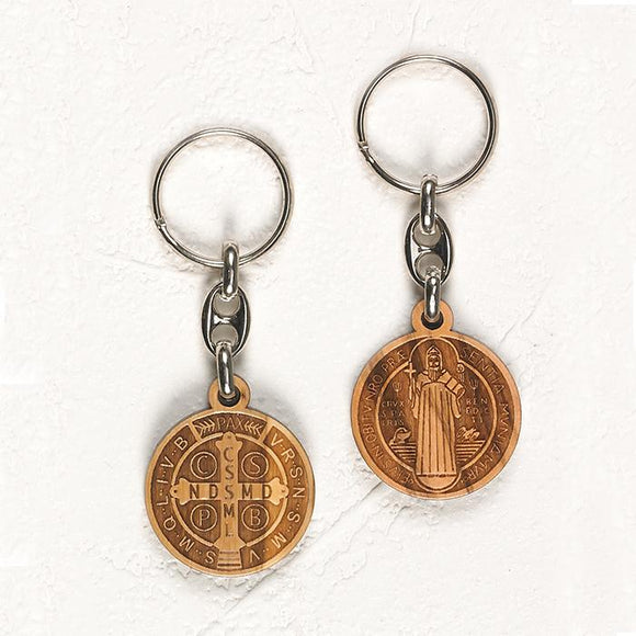 St. Benedict Wooden Keychain