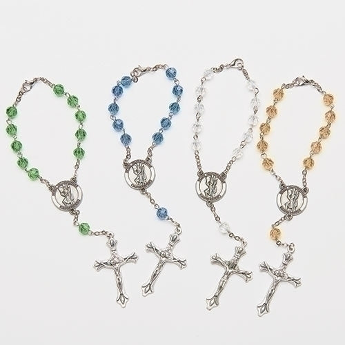 6mm Dark Wood Cross Beads Auto Rosary with Crucifix and St. Christopher  Center