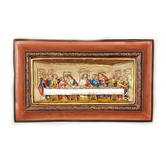 Last Supper Two Tone Aluminum Last Supper Plaque From Italy, 9" X 18