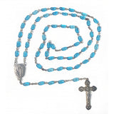 Blue Glass Rosary with Lourdes Water