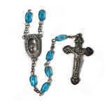 Blue Glass Rosary with Lourdes Water