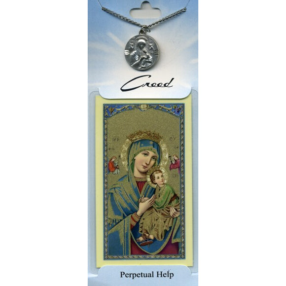 Our Lady of Perpetual Help Pewter Medal with Prayer Card