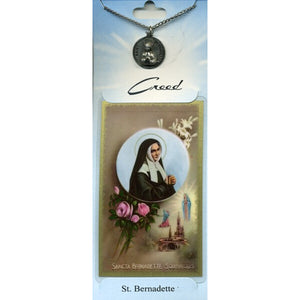 St. Bernadette Pewter Medal with Prayer Card