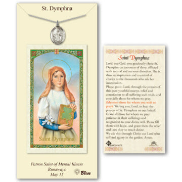 St. Dymphna Pewter Medal with Prayer Card