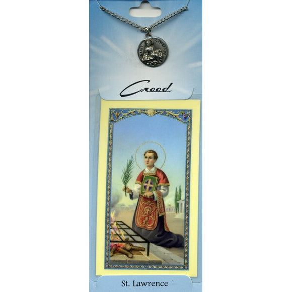 St. Lawrence Pewter Medal with Prayer Card