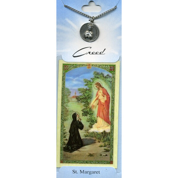 St. Margaret Mary Alacoque Pewter Medal with Prayer Card