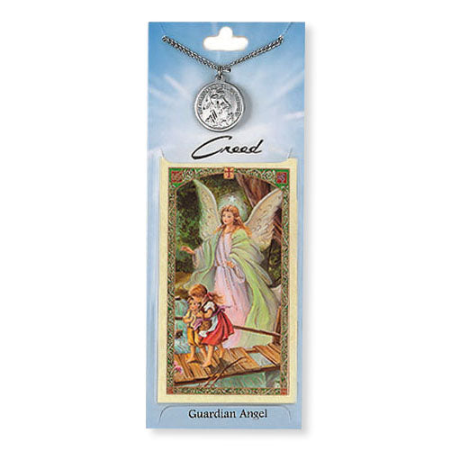 Guardian Angel Pewter Medal with Prayer Card