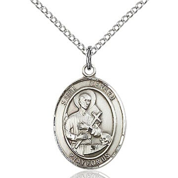 St. Gerard Sterling Silver Oval Medal with Stainless Chain