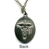 St. Agatha Sterling Silver Oval Nurse Medal with Stainless Chain