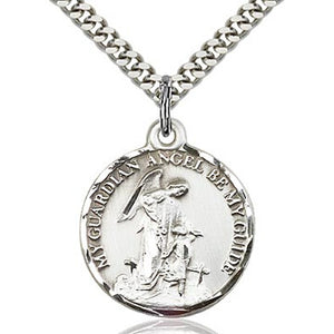 Guardian Angel Round Sterling Silver Medal
