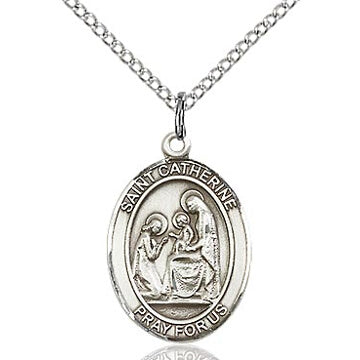 St. Catherine of Siena Sterling Silver Oval Medal