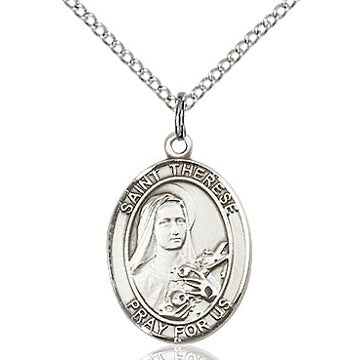 St. Therese Sterling Silver Oval Medal