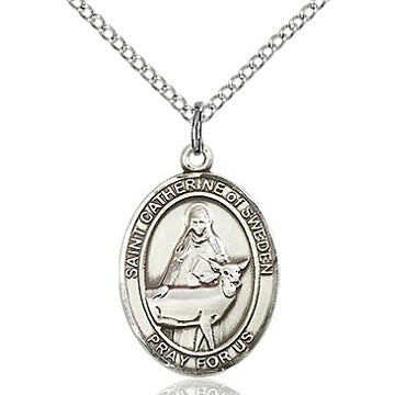 St. Catherine of Sweden Oval Sterling Silver Medal