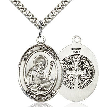 St. Benedict Sterling Silver Oval Medal