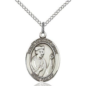 St. Thomas More Sterling Silver Oval Medal