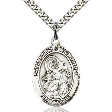 St. Gabriel the Archangel Sterling Silver Oval Medal