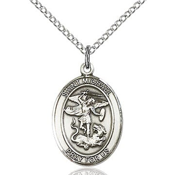 St. Michael the Archangel Sterling Silver Oval Medal