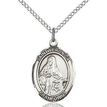 St. Veronica Sterling Silver Oval Medal