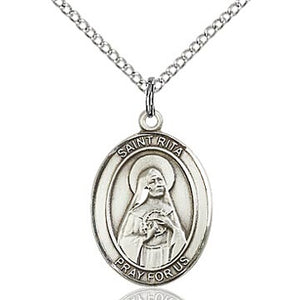 St. Rita of Cascia Sterling Silver Oval Medal